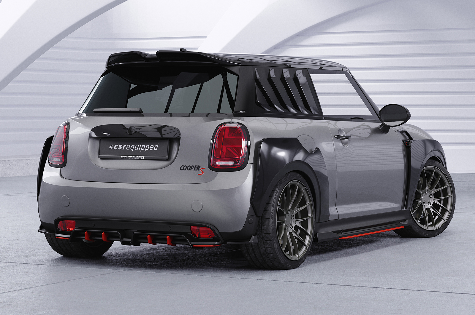 Diffuseur / Ajout de parechoc arrière pour Mini F56 Cooper SE (depuis 2021) - Fabriqué en ABS (6 finitions au choix)