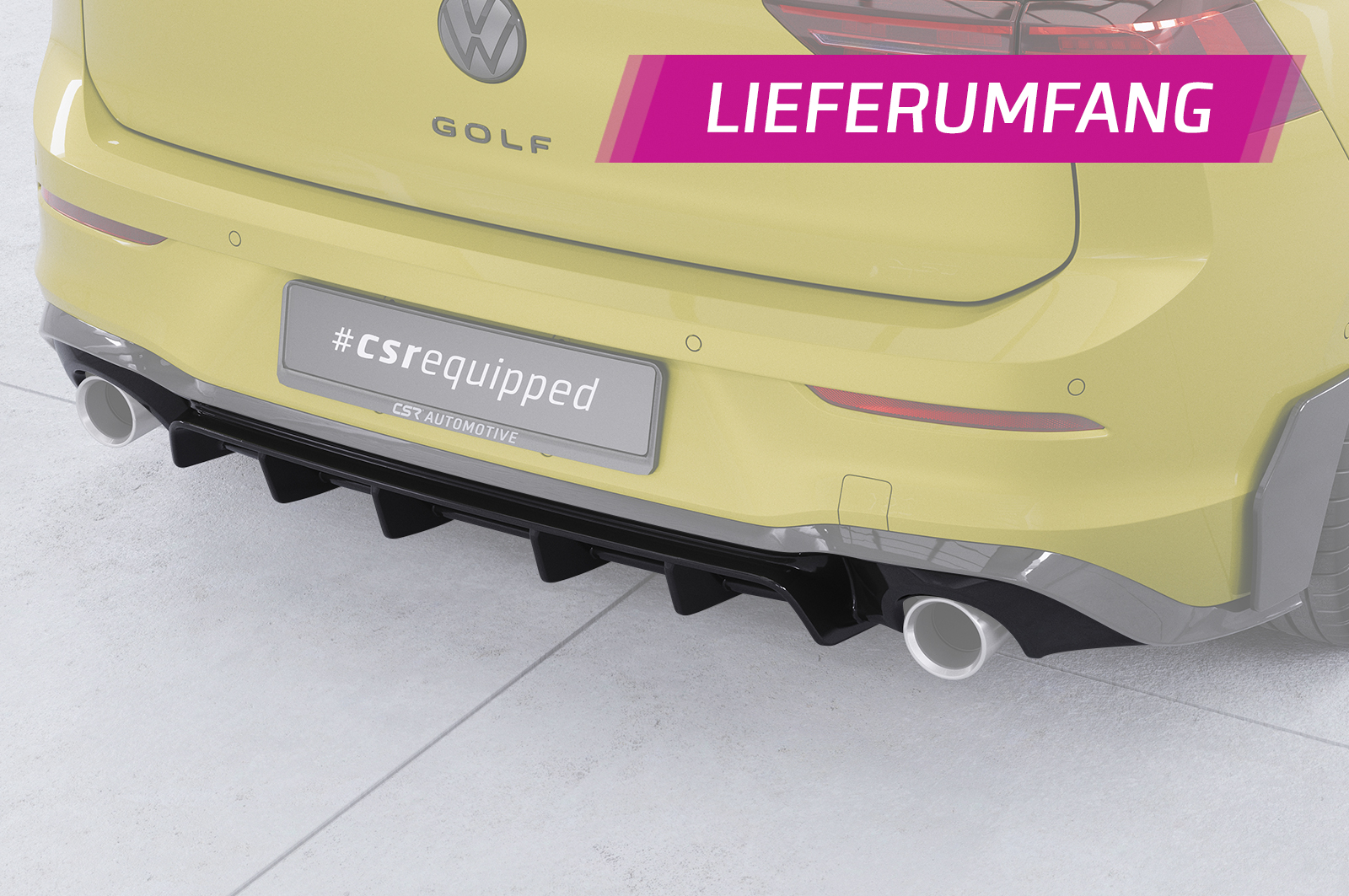 Diffuseur / Ajout de parechoc arrière pour VW Golf 8 (Typ CD) GTI (depuis 2020) - Fabriqué en ABS (6 finitions au choix)