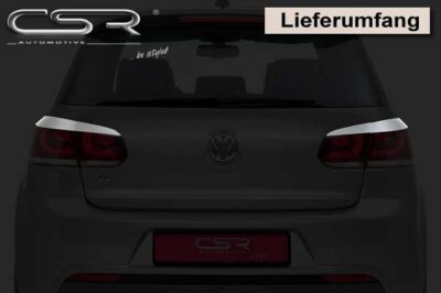 Paupières de phares arrières (la paire) pour VW Golf 6  (2008-2012) - Fabriqué en ABS glossy (Noir brillant)