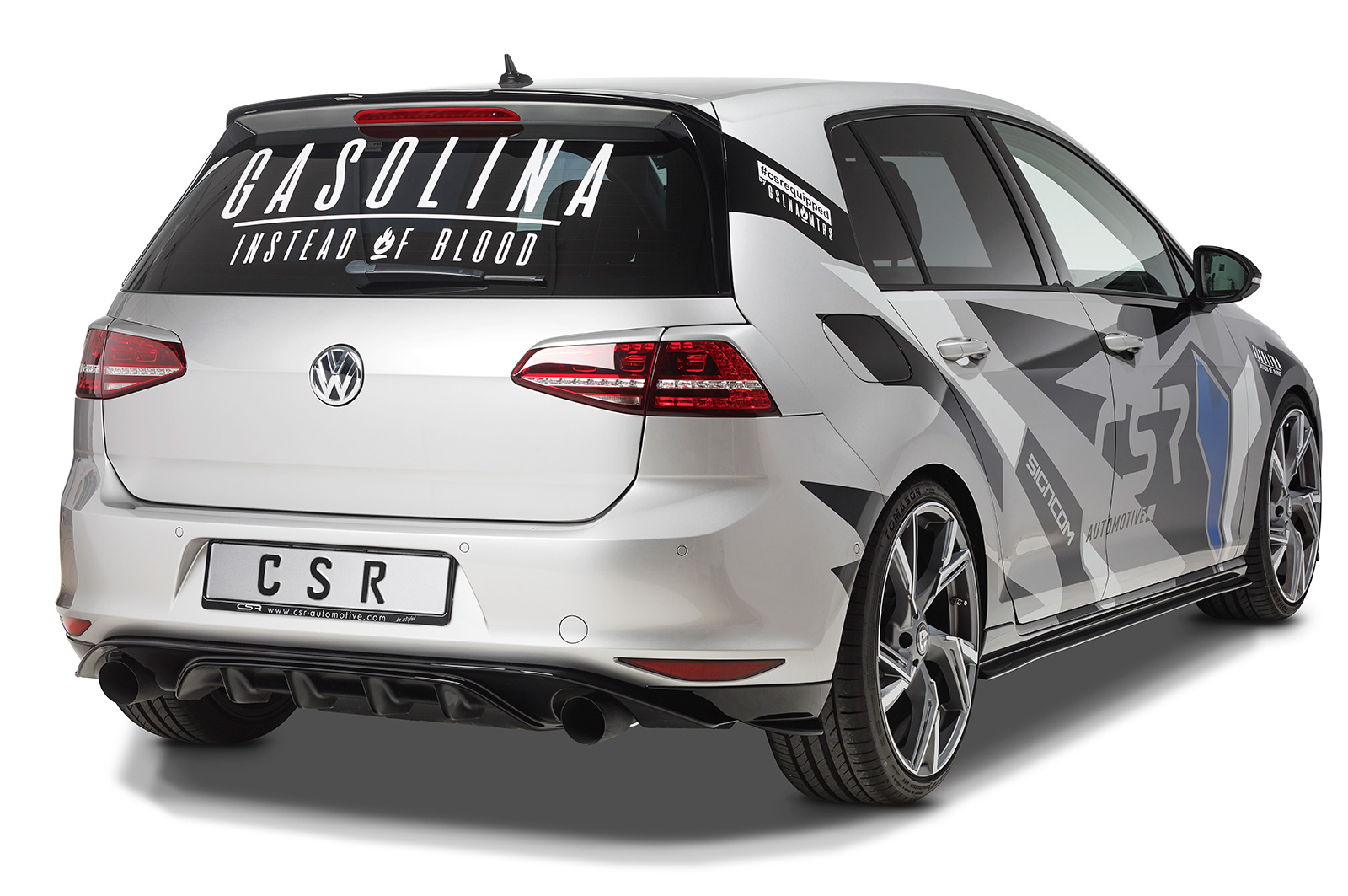 Paupières de phares arrières (la paire) pour VW Golf 7 sauf break (08/2012-2020) - Fabriqué en ABS glossy (Noir brillant)