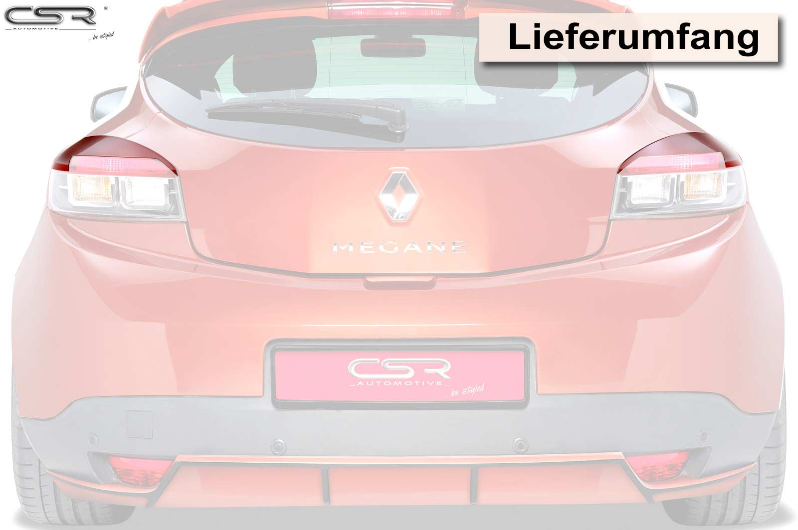 Paupières de phares arrières (la paire) pour Renault Megane coupé (depuis 2009) - Fabriqué en ABS (à peindre)