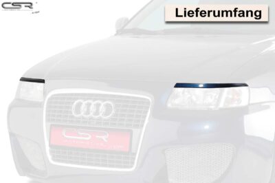 Paupières de phares avants (la paire) pour Audi A3 8L hatchback (1996-2000) - Fabriqué en ABS (à peindre)