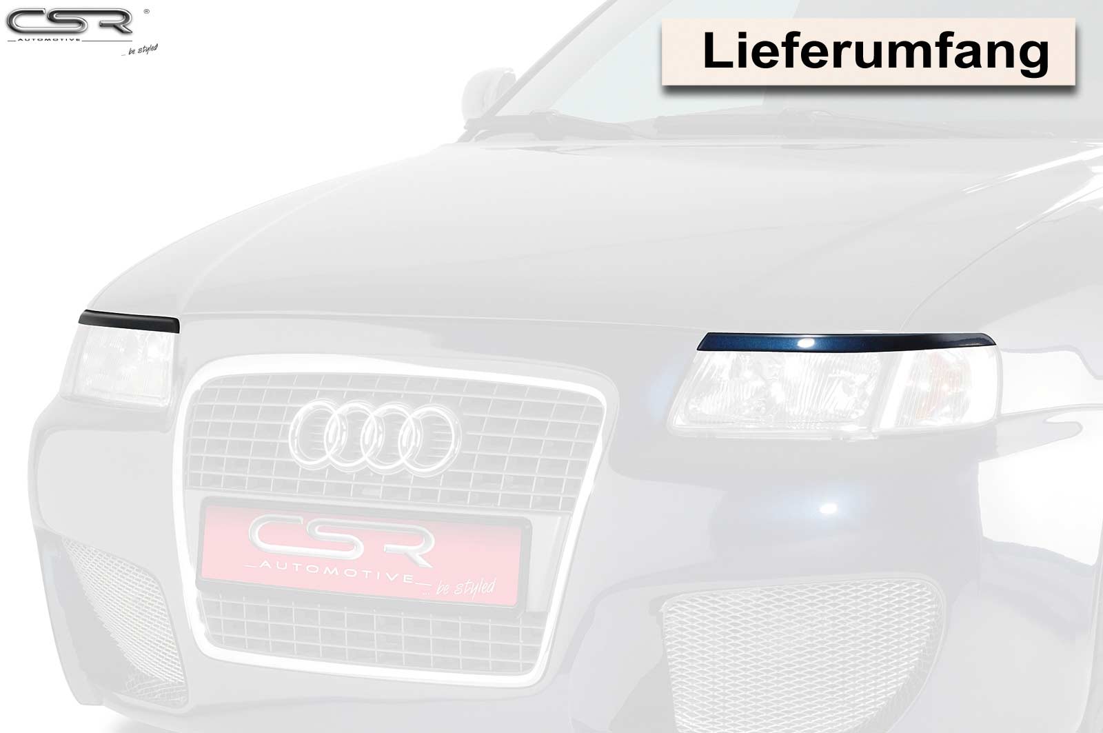 Paupières de phares avants (la paire) pour Audi A3 8L hatchback (1996-2000) - Fabriqué en ABS (à peindre)