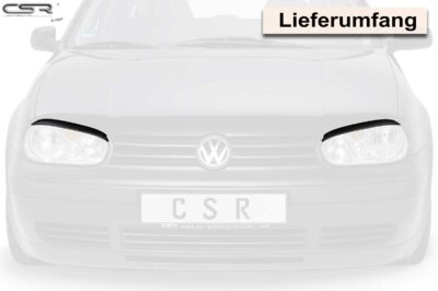 Paupières de phares avants (la paire) pour VW Golf 4 hatchback / cabriolet / break (break) (1997-2006) - Fabriqué en ABS (à peindre)