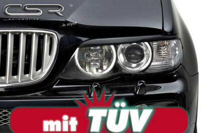 Paupières de phares avants (la paire) pour BMW X5 E53 toutes carrosseries (2003-2006) - Fabriqué en ABS (à peindre)