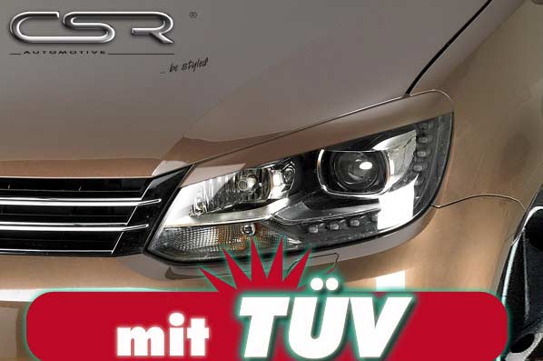Paupières de phares avants (la paire) pour VW Touran GP2 toutes carrosseries (2010-2015) - Fabriqué en ABS (à peindre)