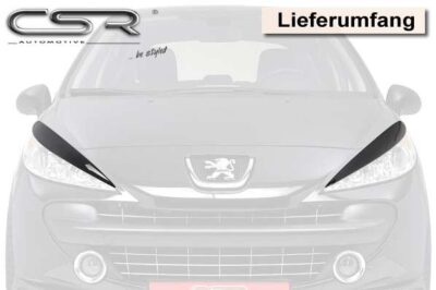 Paupières de phares avants (la paire) pour Peugeot 207 toutes carrosseries (2006-2012) - Fabriqué en ABS (à peindre)
