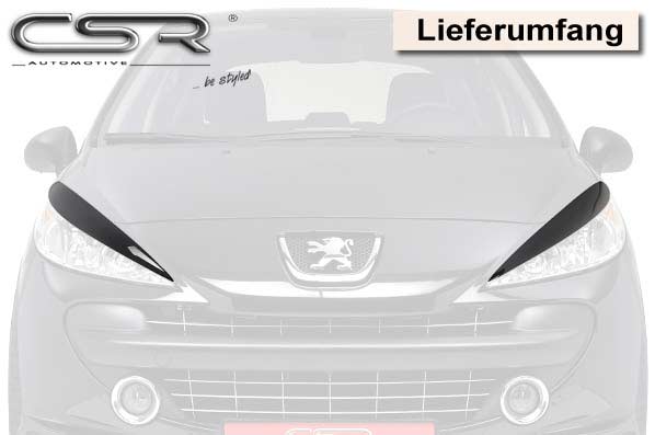 Paupières de phares avants (la paire) pour Peugeot 207 toutes carrosseries (2006-2012) - Fabriqué en ABS (à peindre)
