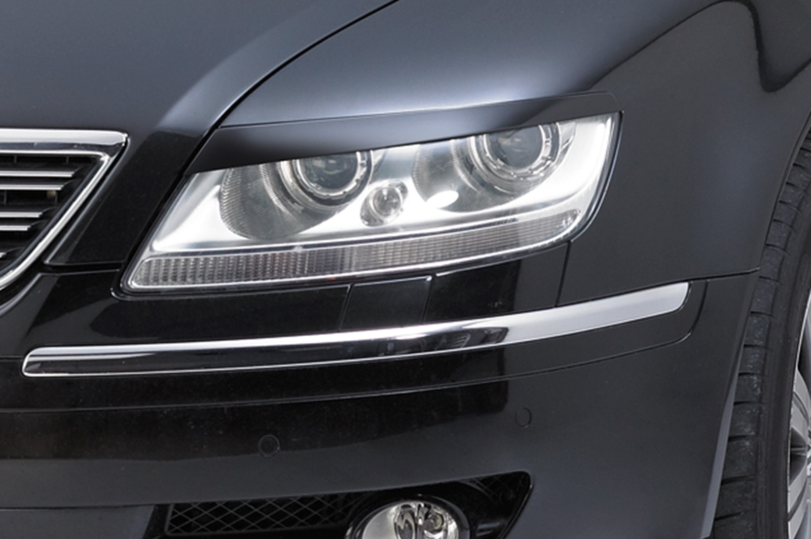 Paupières de phares avants (la paire) pour VW Phaeton berline (2002-4/2010) - Fabriqué en ABS (à peindre)