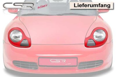 Paupières de phares avants (la paire) pour Porsche Boxster 986 Roadster (1996-2004) - Fabriqué en ABS glossy (Noir brillant)