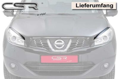 Paupières de phares avants (la paire) pour Nissan Qashqai sauf S1 et S-Line (depuis 2010) - Fabriqué en ABS (à peindre)