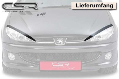 Paupières de phares avants (la paire) pour Peugeot 206 toutes carrosseries (1998-2006) - Fabriqué en ABS (à peindre)