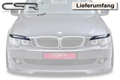 Paupières de phares avants (la paire) pour BMW Série 7 E65 LCI / E66 LCI toutes carrosseries (2005-2008) - Fabriqué en ABS (à peindre)