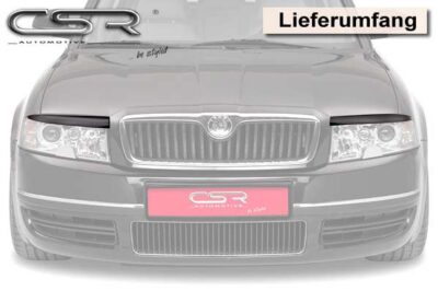 Paupières de phares avants (la paire) pour Skoda Superb I 3U4 toutes carrosseries (2001-2006) - Fabriqué en ABS (à peindre)