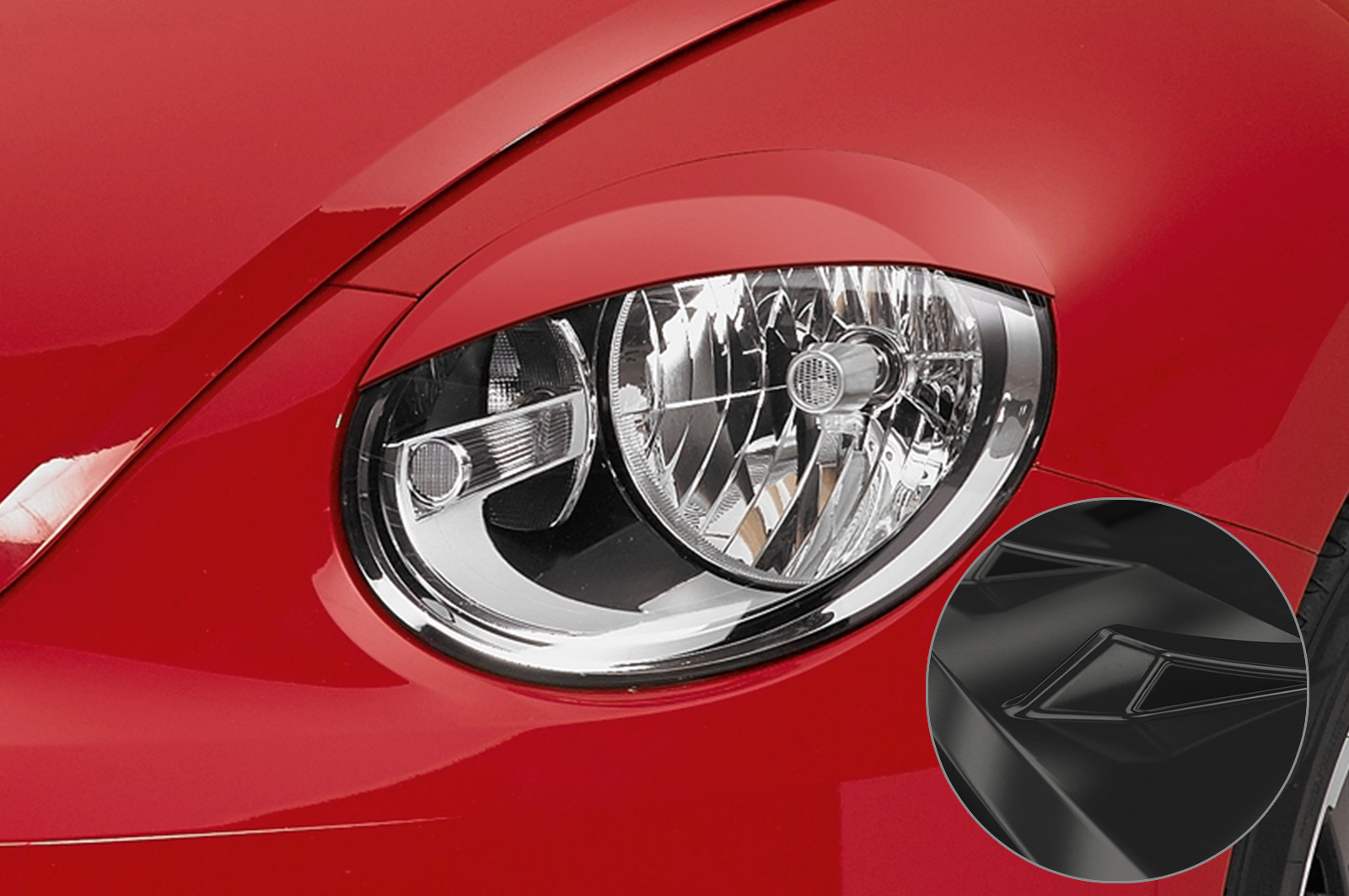 Paupières de phares avants (la paire) pour VW Beetle toutes carrosseries (depuis 2011) - Fabriqué en ABS glossy (Noir brillant)