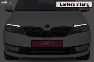 Paupières de phares avants (la paire) pour Skoda Rapid toutes carrosseries (depuis 2012) - Fabriqué en ABS (à peindre)