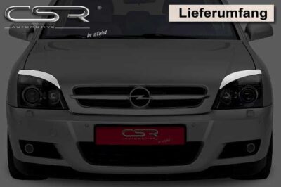 Paupières de phares avants (la paire) pour Opel Vectra C / Signum toutes carrosseries (2002-2005) - Fabriqué en ABS (à peindre)