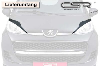 Paupières de phares avants (la paire) pour Peugeot 107 toutes carrosseries (2005-2012) - Fabriqué en ABS (à peindre)