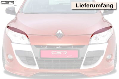 Paupières de phares avants (la paire) pour Renault Megane toutes carrosseries (2008-1/2014) - Fabriqué en ABS (à peindre)