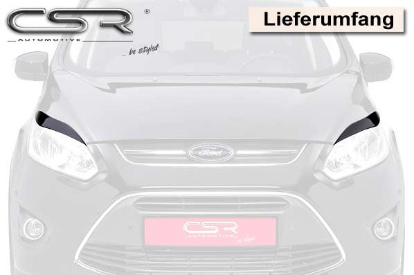 Paupières de phares avants (la paire) pour Ford C-Max / Grand C-Max toutes carrosseries (12/2010 - 03/2015) - Fabriqué en ABS (à peindre)