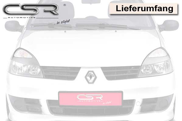 Paupières de phares avants (la paire) pour Renault Clio 2 / B toutes carrosseries (6/2001-2012) - Fabriqué en ABS (à peindre)